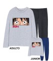 Pijama One Piece Luffy Eyes Gris/Negro-Marino Infantil